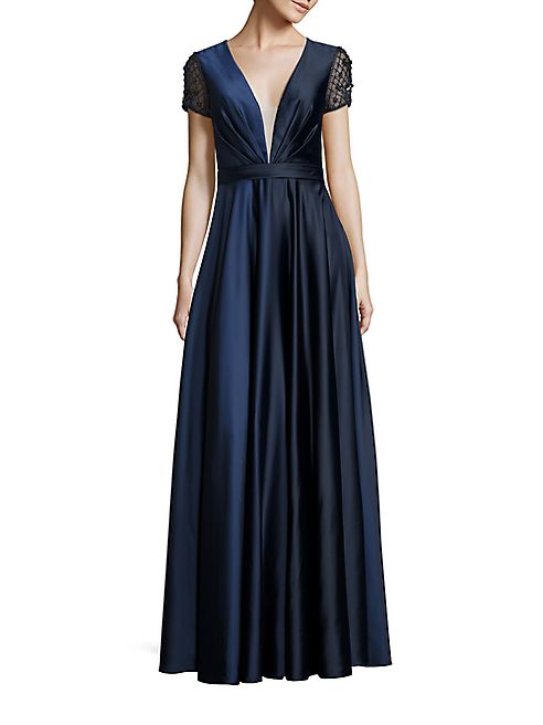 Basix Black Label - Embellished Deep V-Neck Gown