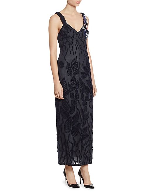 Giorgio Armani - Embroidered Tulle V-Neck Gown