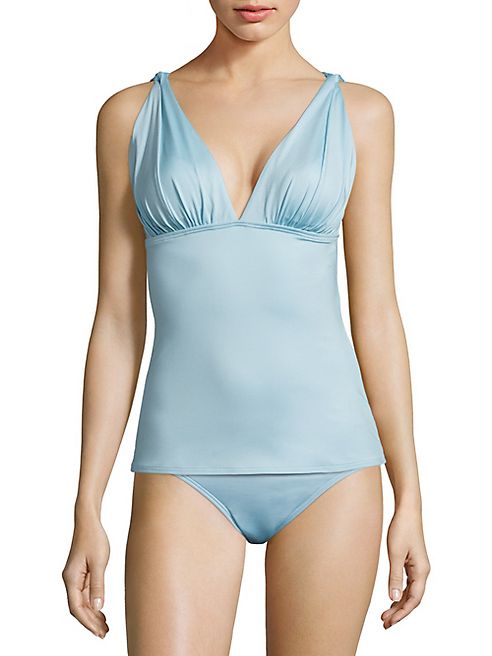 Carmen Marc Valvo - Classic Solids Draped Tankini