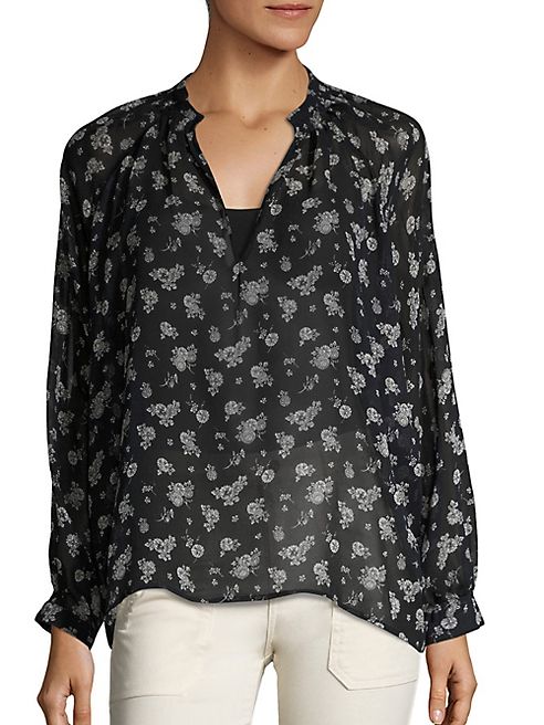 Vince - Calico Floral-Print Silk Blouse