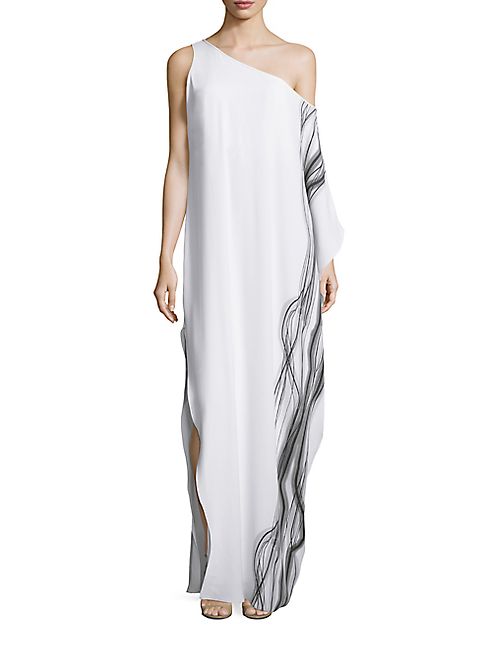 Halston Heritage - One-Shoulder Printed Gown