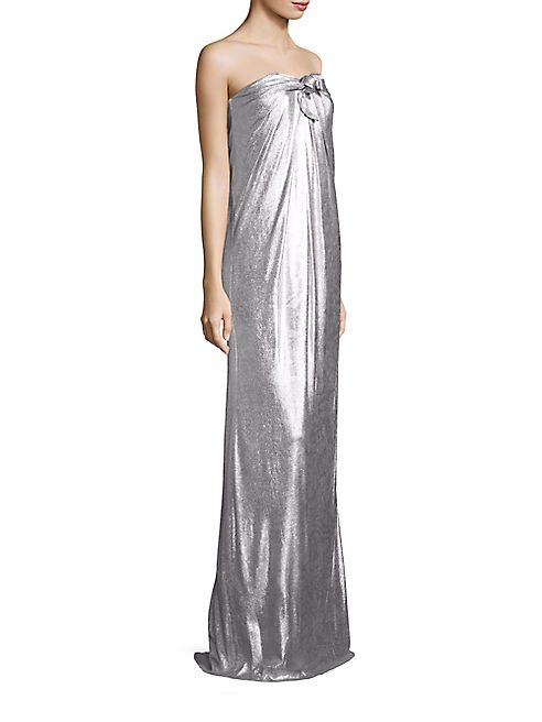 Halston Heritage - Strapless Metallic Jersey Gown