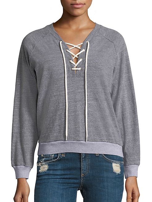 MONROW - Lace-Up Sweatshirt