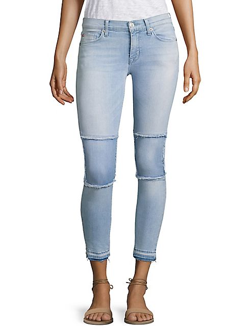 Hudson - Suzzi Patched Raw-Edge Super Skinny Ankle Jeans