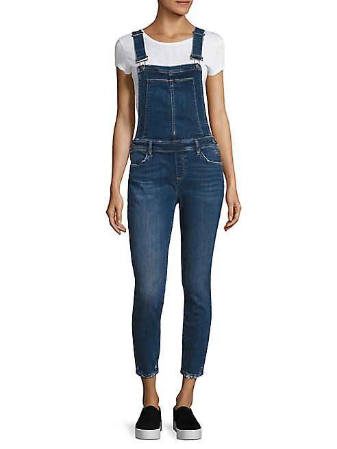 PAIGE - Elie Distressed Denim Overalls