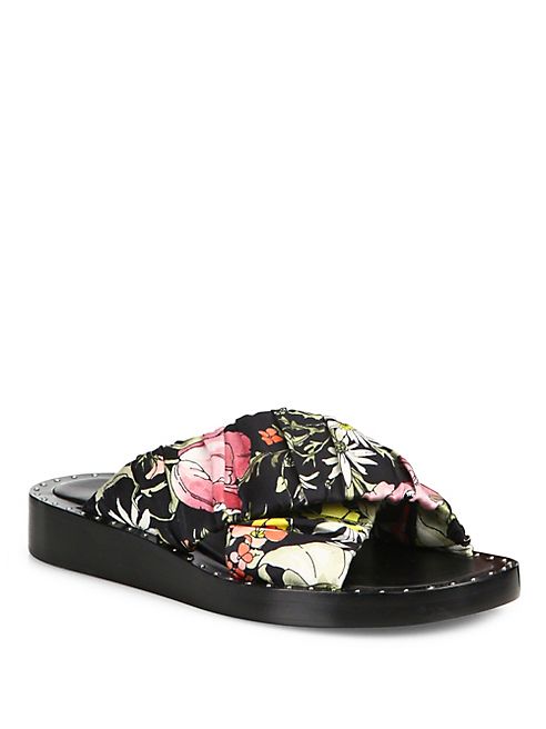 3.1 Phillip Lim - Nagano Floral-Print Silk & Cotton Crisscross Slides