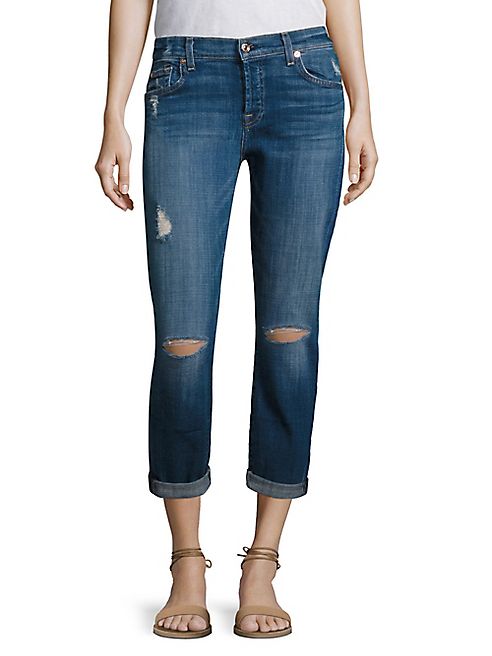 7 For All Mankind - Josefina Distressed Cuffed Boyfriend Jeans