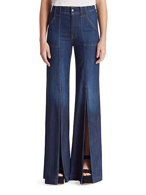 7 For All Mankind - Slit Denim Palazzo Pants