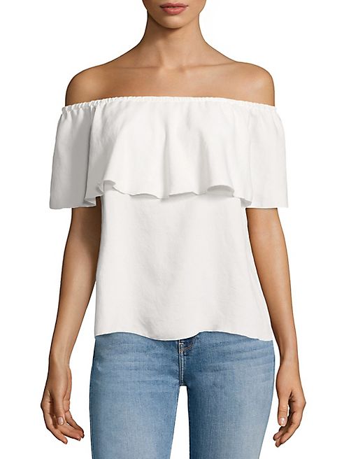 7 For All Mankind - Off-the-Shoulder Ruffled Blouse