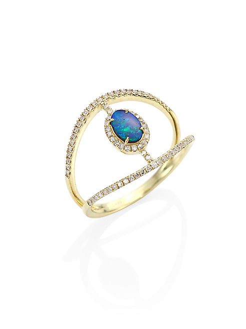 Meira T - Diamond, Opal & 14K Yellow Gold Ring