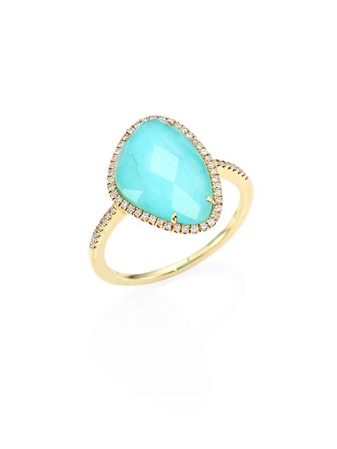 Meira T - Diamond, Turquoise & 14K Yellow Gold Ring