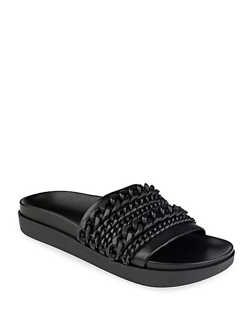 KENDALL + KYLIE - Shiloh Chain-Link Leather Pool Slide Sandals