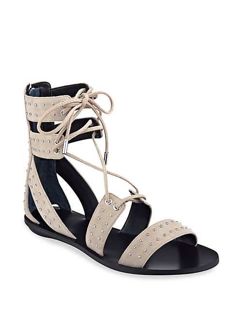 KENDALL + KYLIE - Fabia Studded Suede Lace-Up Sandals