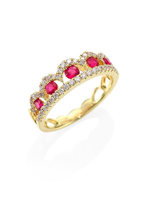 Meira T - Diamond, Ruby & 14K Yellow Gold Ring