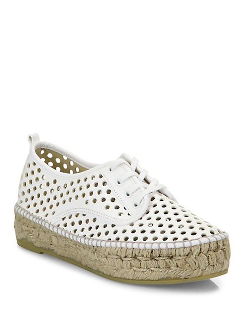 Loeffler Randall - Alfie Perforated Vachetta Leather Espadrille Sneakers