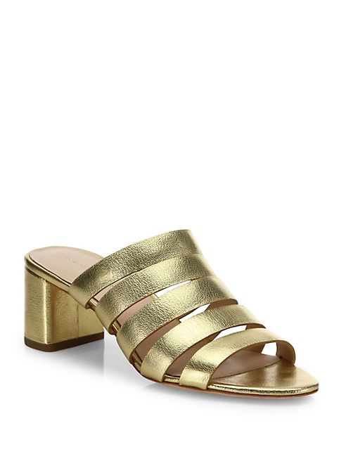 Loeffler Randall - Finley Strappy Metallic Leather Mules