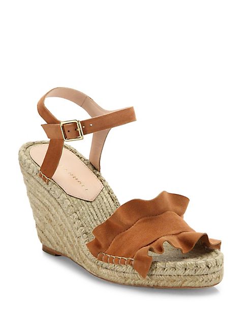 Loeffler Randall - Gabby Ruffle Suede Espadrille Wedge Sandals