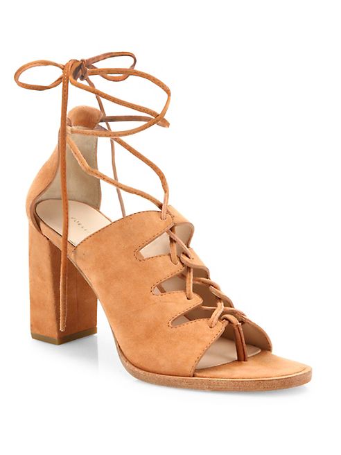 Loeffler Randall - Helene Lace-Up Suede Block Heel Sandals