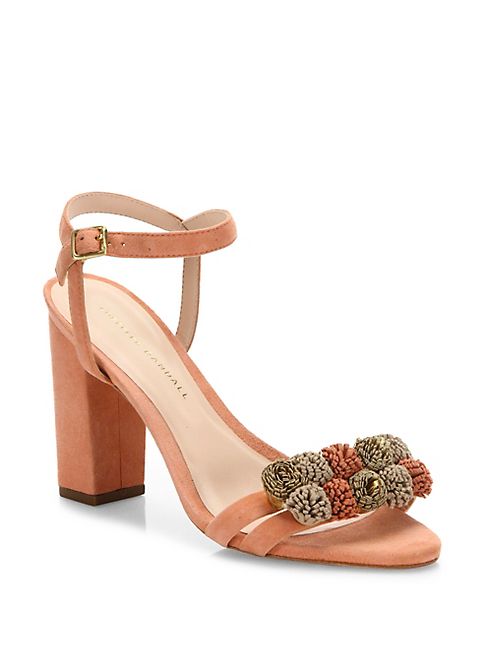 Loeffler Randall - Layla Pom-Pom Suede Block Heel Sandals