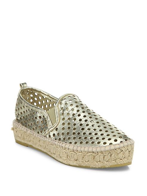 Loeffler Randall - Rowan Perforated Metallic Leather Platform Espadrille Sneakers