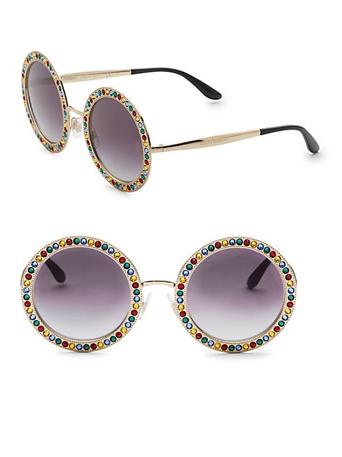 Dolce & Gabbana - 51MM Crystal-Trim Round Sunglasses