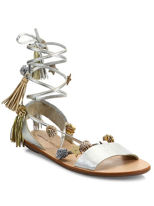 Loeffler Randall - Suze Embellished Suede Wrap Sandals