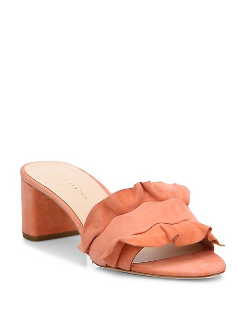 Loeffler Randall - Vera Ruffled Suede Block-Heel Slides