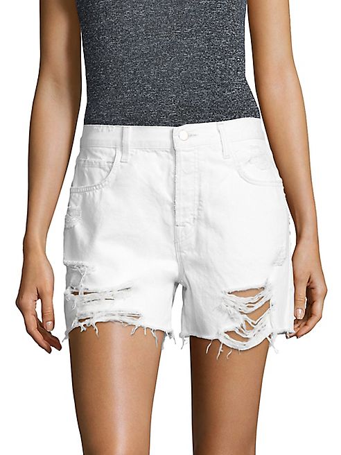 J BRAND - Ivy High-Rise Distressed Denim Shorts/Distract