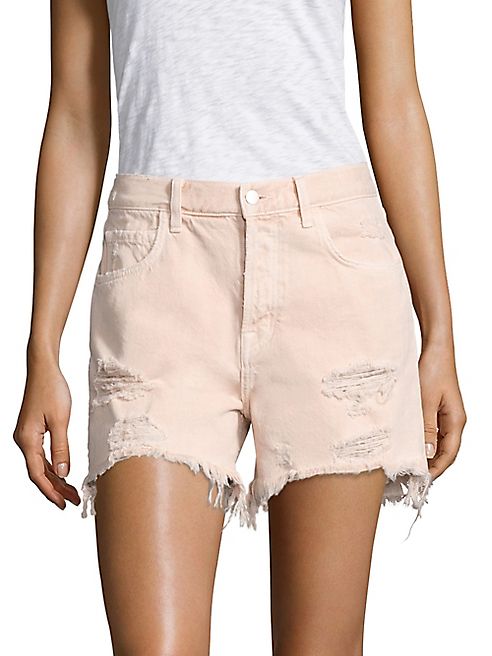 J BRAND - Ivy High-Rise Distressed Denim Shorts/Coquette