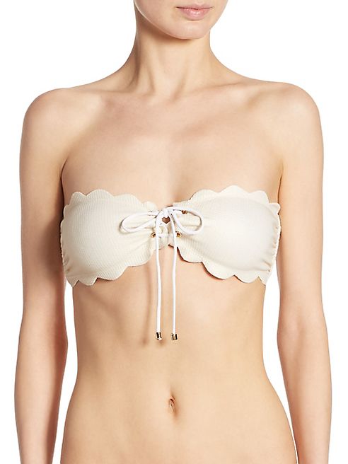 Marysia - Antibes Metallic Lace-Up Bandeau Bikini Top