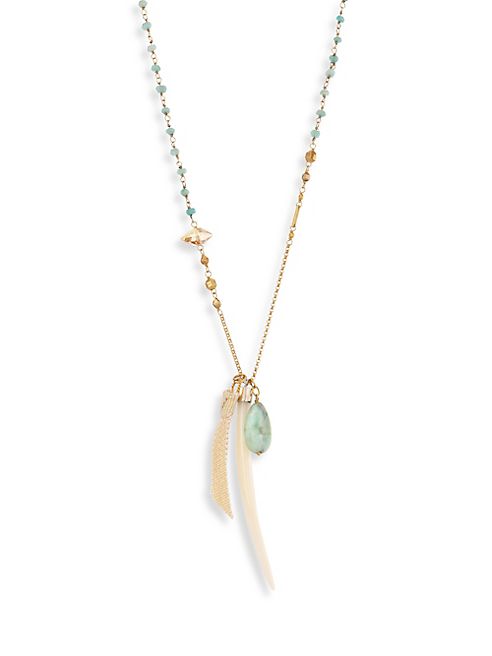 Chan Luu - Long Semi-Precious Green Mix Pendant Necklace