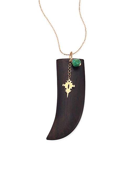 GINETTE NY - Ebene 18K Rose Gold, Ebony & Turquoise Horn Pendant Necklace