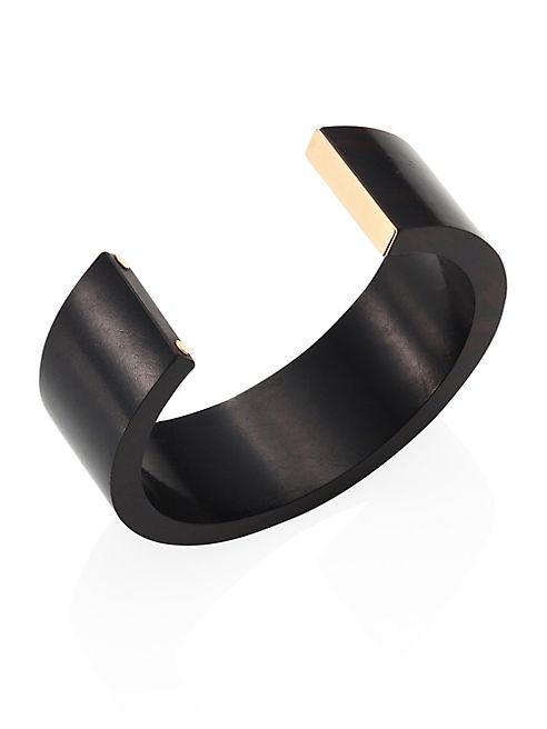 GINETTE NY - Ebene Wide Ebony & 18K Rose Gold Open Bangle