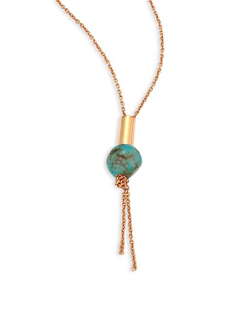 GINETTE NY - Fallen Sky Turquoise Bead & 18K Rose Gold Pendant Necklace