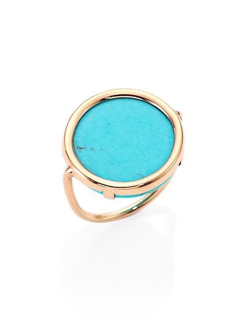 GINETTE NY - Fallen Sky Turquoise & 18K Rose Gold Disc Ring