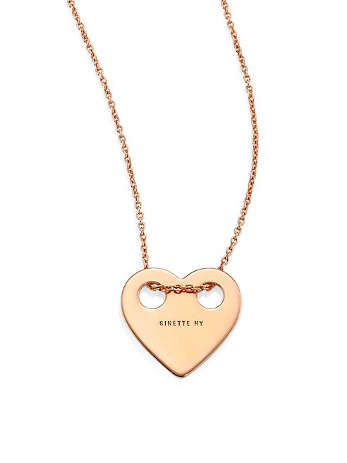 GINETTE NY - Minis On Chain Heart 18K Rose Gold Pendant Necklace