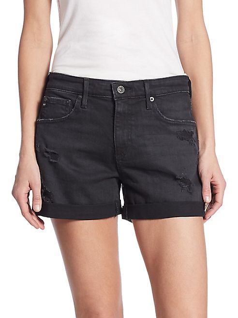 AG - Hailey Ex-Boyfriend Distressed Roll-Up Denim Shorts