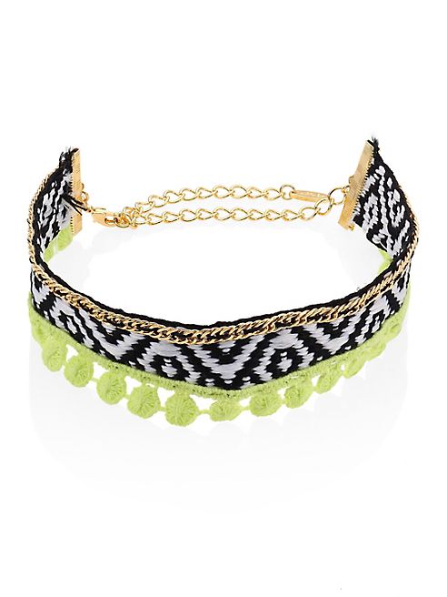 Ettika - Ikat-Print Pom-Pom Choker