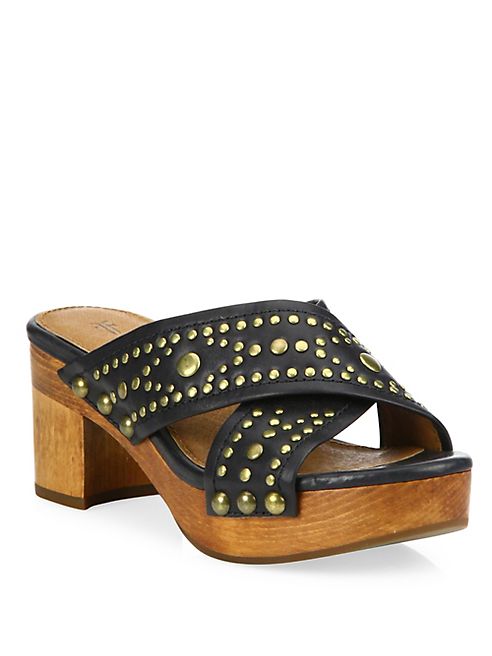 Frye - Fiona Deco Leather Studded Slide Sandals