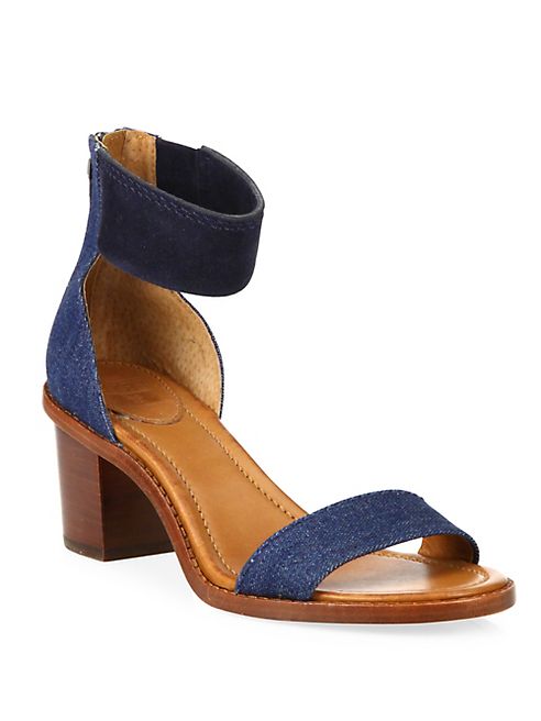 Frye - Brielle Demin & Suede Block Heel Sandals