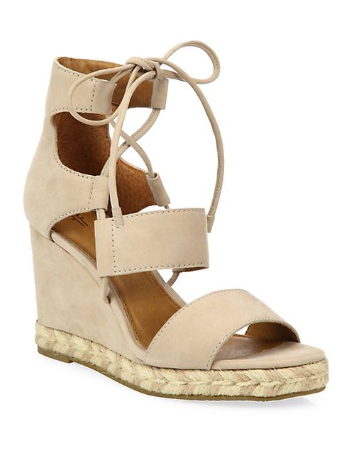 Frye - Roberta Ghillie Nubuck Leather Wedge Sandals