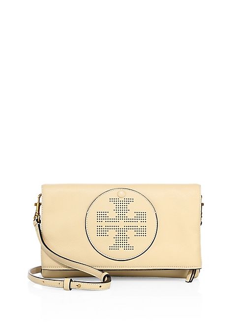 Tory Burch - Perforated Logo Fold-Over Leather Crossbody Bag