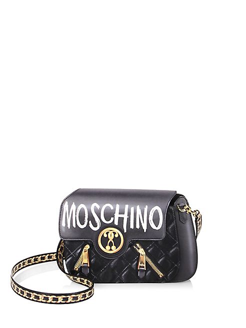 Moschino - Logo-Print Leather Shoulder Bag