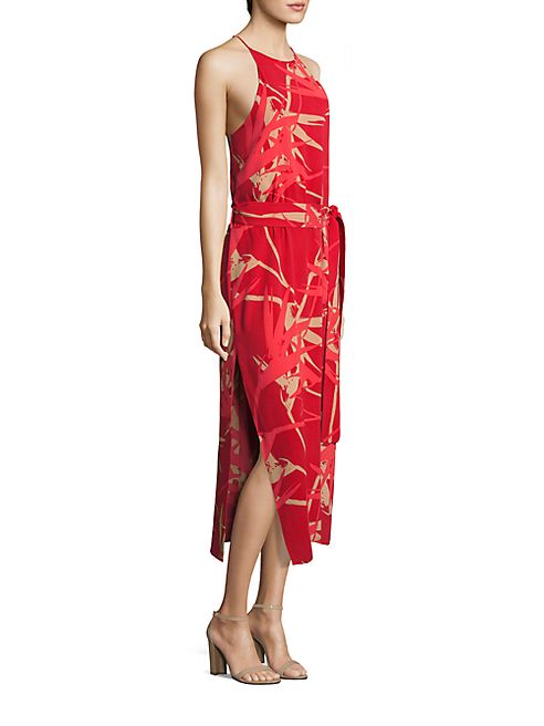 Halston Heritage - Highneck Printed Slip Dress