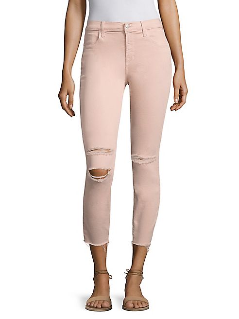 J BRAND - Alana Photoready Distressed Frayed Hem Cropped Skinny Jeans/Pink Mercy