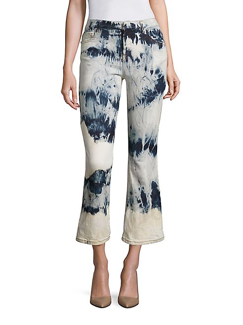 Faith Connexion - Tie-Dye Cropped Flared Jeans