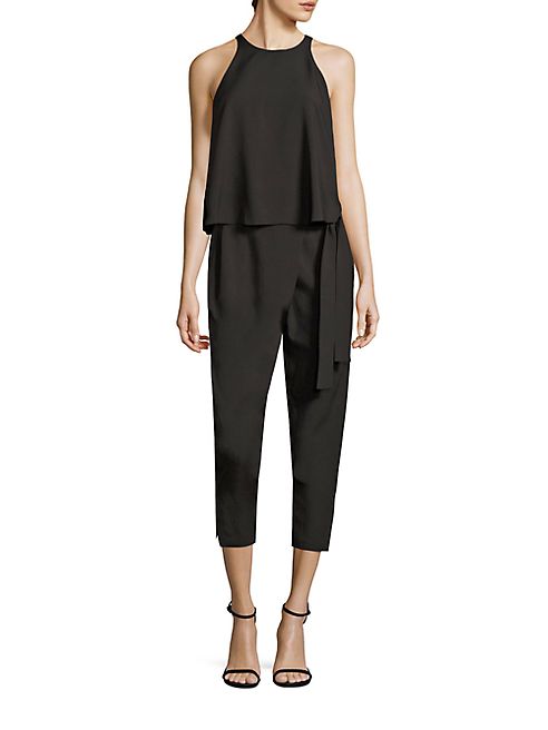 Halston Heritage - Highneck Flounce Jumpsuit