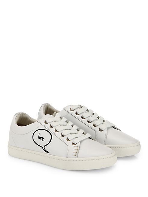 Soludos - Embroidered Speech Bubble Leather Sneakers