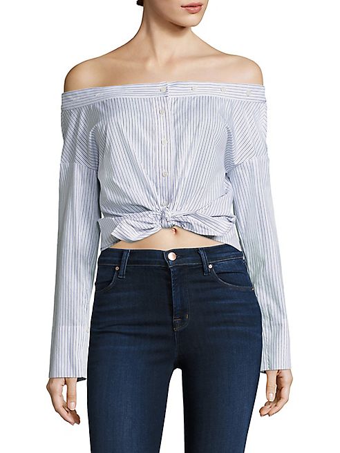VETTA - Reversible Striped Off-The-Shoulder Top