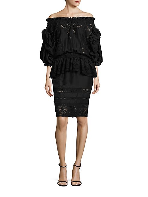 Faith Connexion - Ruffled Off-The-Shoulder Silk Dress